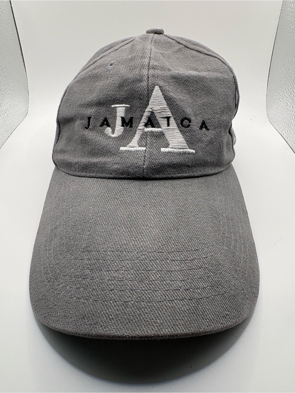 Jamaica Gray Embroidered Adjustable Strapback Dad Hat One Size Unisex Cap